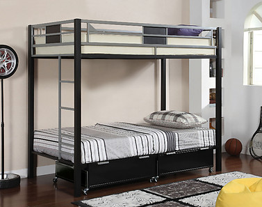 Furniture of America Clifton Bunk Bed Silver & Black