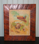 Vintage Canvas Print w/ Hand Painting (Boys Boat & Horse)