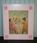 Vintage Canvas Print w/ Hand Painting (Tea Party)
