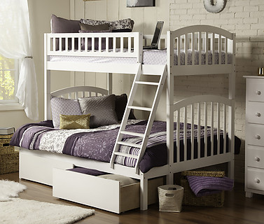Atlantic Furniture Richland Bunk Bed Twin over Full Flat Panel White