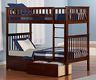 Atlantic Furniture Woodland Bunk Bed Twin over Twin Flat Panel Antique Walnut