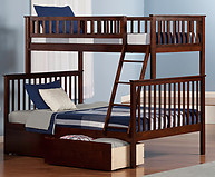 Atlantic Furniture Woodland Bunk Bed Twin over Full Flat Panel Antique Walnut