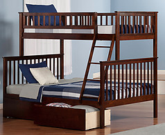 Atlantic Furniture Woodland Bunk Bed Twin over Full Flat Panel Antique Walnut