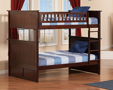 Atlantic Furniture Nantucket Bunk Bed Full over Full Antique Walnut