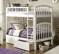 Atlantic Furniture Richland Bunk Bed Twin over Twin Flat Panel White