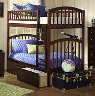 Atlantic Furniture Richland Bunk Bed Twin over Twin Flat Panel Antique Walnut
