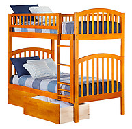 Atlantic Furniture Richland Bunk Bed Twin over Twin Flat Panel Caramel Latte