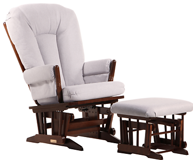 Dutailier C00-62B Silver Two Post Glider and Ottoman Combo