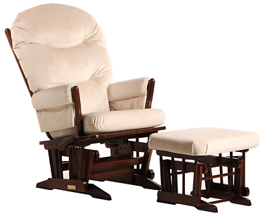 Dutailier C01-82A Gold Two Post Glider Multiposition and Ottoman Combo