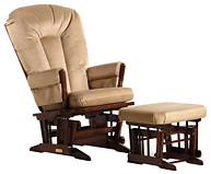 Dutailier C01-82B Gold Two Post Glider Multiposition and Ottoman Combo