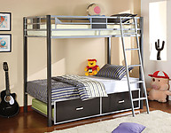 Furniture of America Cletis Bunk Bed Silver & Gun Metal