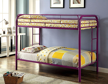 Furniture of America Rainbow Twin/Twin Bunk Bed Purple