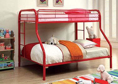 Furniture of America Rainbow Twin/Full Bunk Bed Red