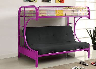 Furniture of America Rainbow Twin/Futon Base Bunk Bed Purple