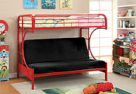 Furniture of America Rainbow Twin/Futon Base Bunk Bed Red