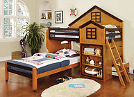 Furniture of America Citadel Bunk Bed Oak & Walnut