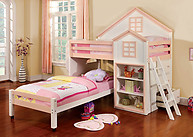 Furniture of America Citadel Bunk Bed White & Pink