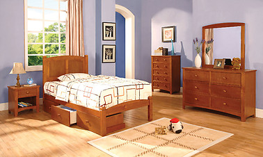 Furniture of America Cara Collection 4-Piece Set Oak