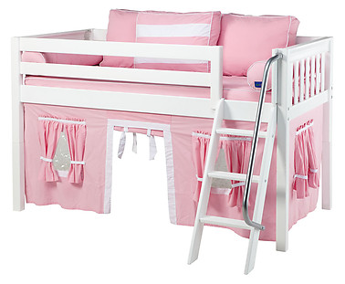 Maxtrix Easy Rider 23 Low Loft Bed with Angle Ladder and Curtain