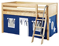 Maxtrix Easy Rider 22 Low Loft Bed with Angle Ladder and Curtain