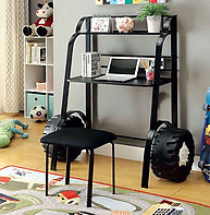 Furniture of America Power Racer II Desk with Stool Black