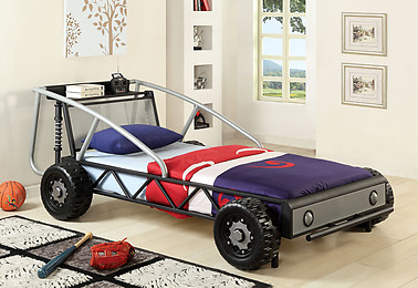 Furniture of America Racer Twin Bed Silver/ Black