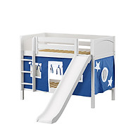 Maxtrix SMILE 22 Low Bunk Bed with Straight Ladder, Slide & Curtain