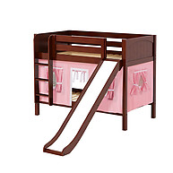 Maxtrix SMILE 23 Low Bunk Bed with Straight Ladder, Slide & Curtain