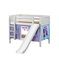Maxtrix SMILE 27 Low Bunk Bed with Straight Ladder, Slide & Curtain