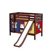 Maxtrix SMILE 29 Low Bunk Bed with Straight Ladder, Slide & Curtain