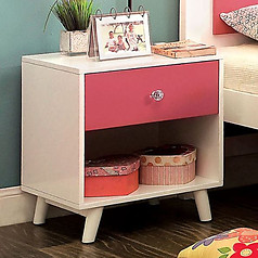 Furniture of America Alivia Nightstand Pink & White