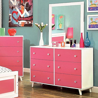 Furniture of America Alivia Dresser Pink & White