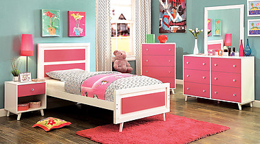 Furniture of America Alivia Collection 4-Piece Set Pink & White