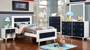 Furniture of America Alivia Collection 4-Piece Set Blue & White