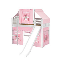 Maxtrix AWESOME 23 Mid Loft Bed with Straight Ladder, Slide, Top Tent and Underbed Curtain