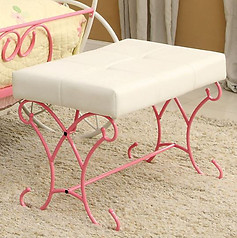 Furniture of America Enchant Bench Pink & White
