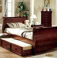 Furniture of America Louis Philippe Jr. Bed with Trundle Cherry