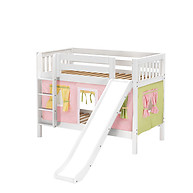 Maxtrix SMILE 25 Low Bunk Bed with Straight Ladder, Slide & Curtain
