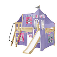 Maxtrix WOW 56 Low Loft Bed with Angled Ladder, Tower, Top Tent & Curtain and Slide