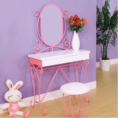 Furniture of America Enchant Vanity with Stool Pink & White